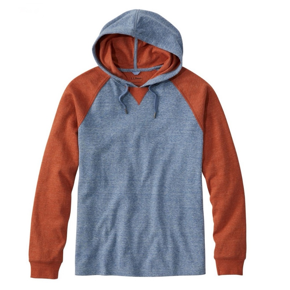 NWT L.L. Bean men’s cotton hoodie in blue and orange size large